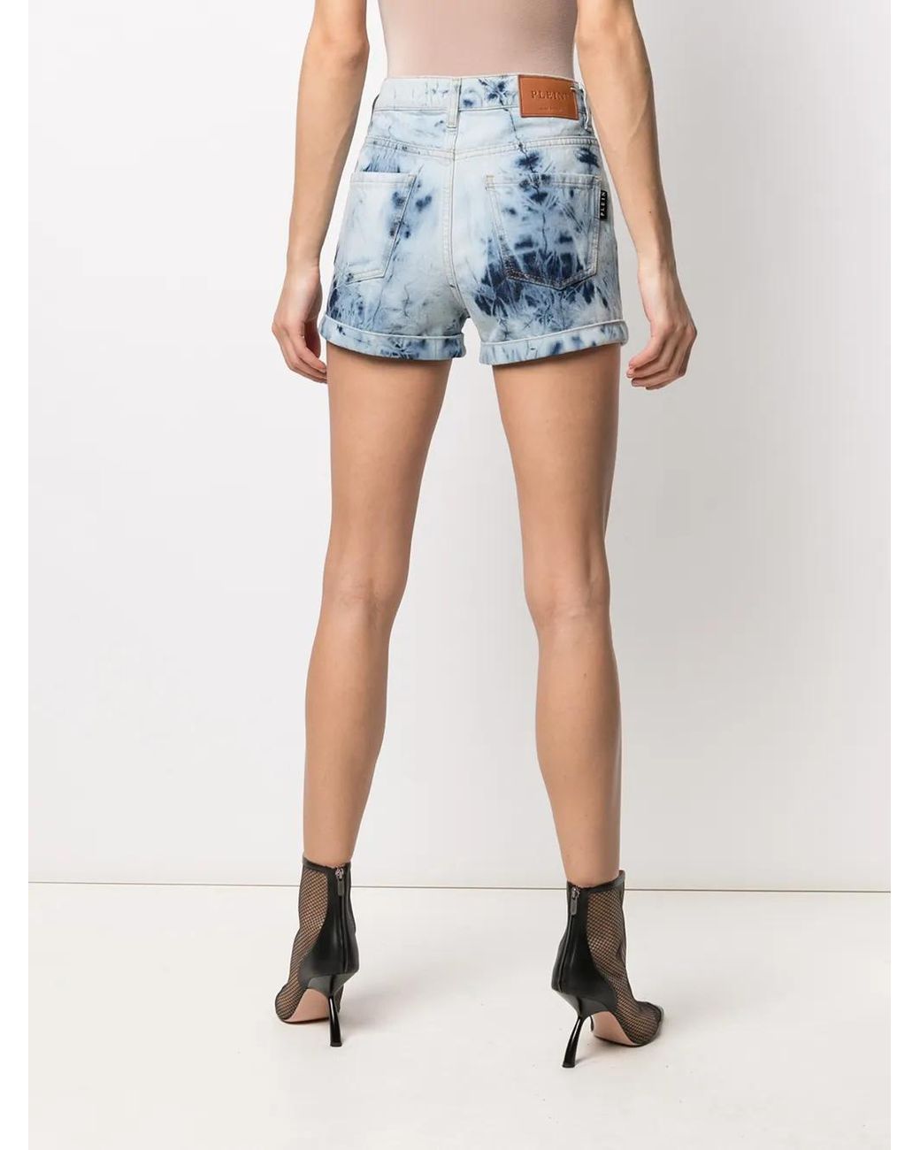 Philipp Plein Blue Bleached Hot Pants