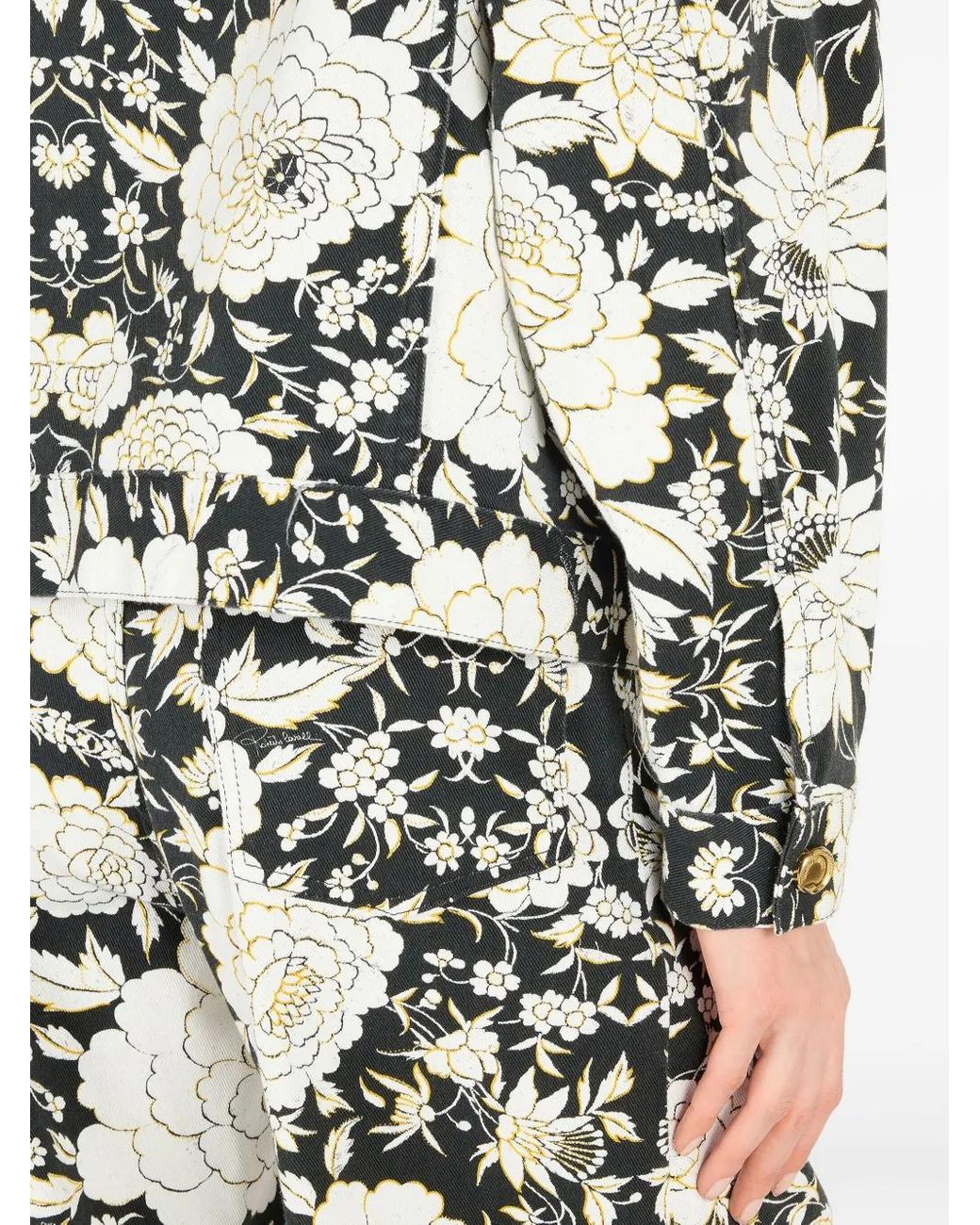 Roberto Cavalli White Floral Print Denim Jacket