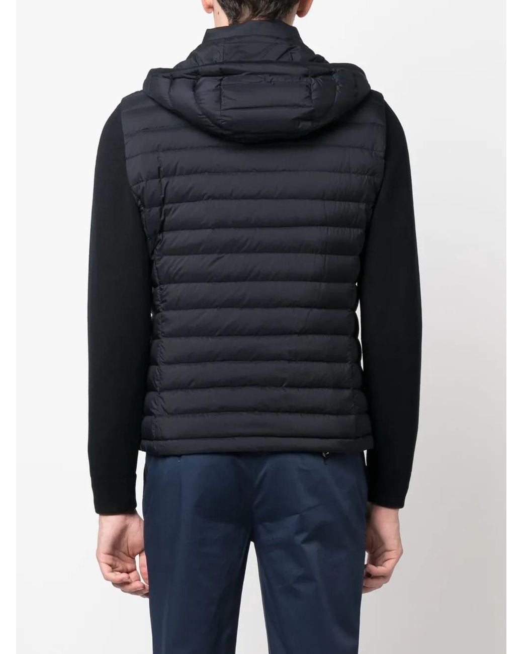 Moorer Black Zip-Up Padded Hooded Jacket for men