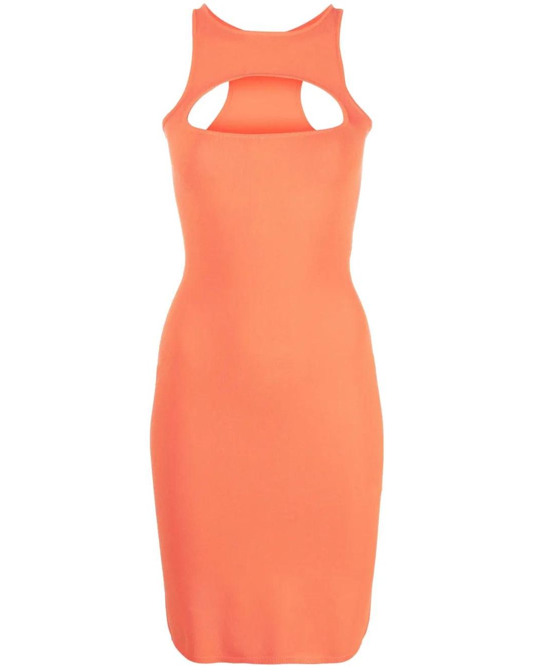 DSquared² Orange Robe Longue En Maille À Découpe