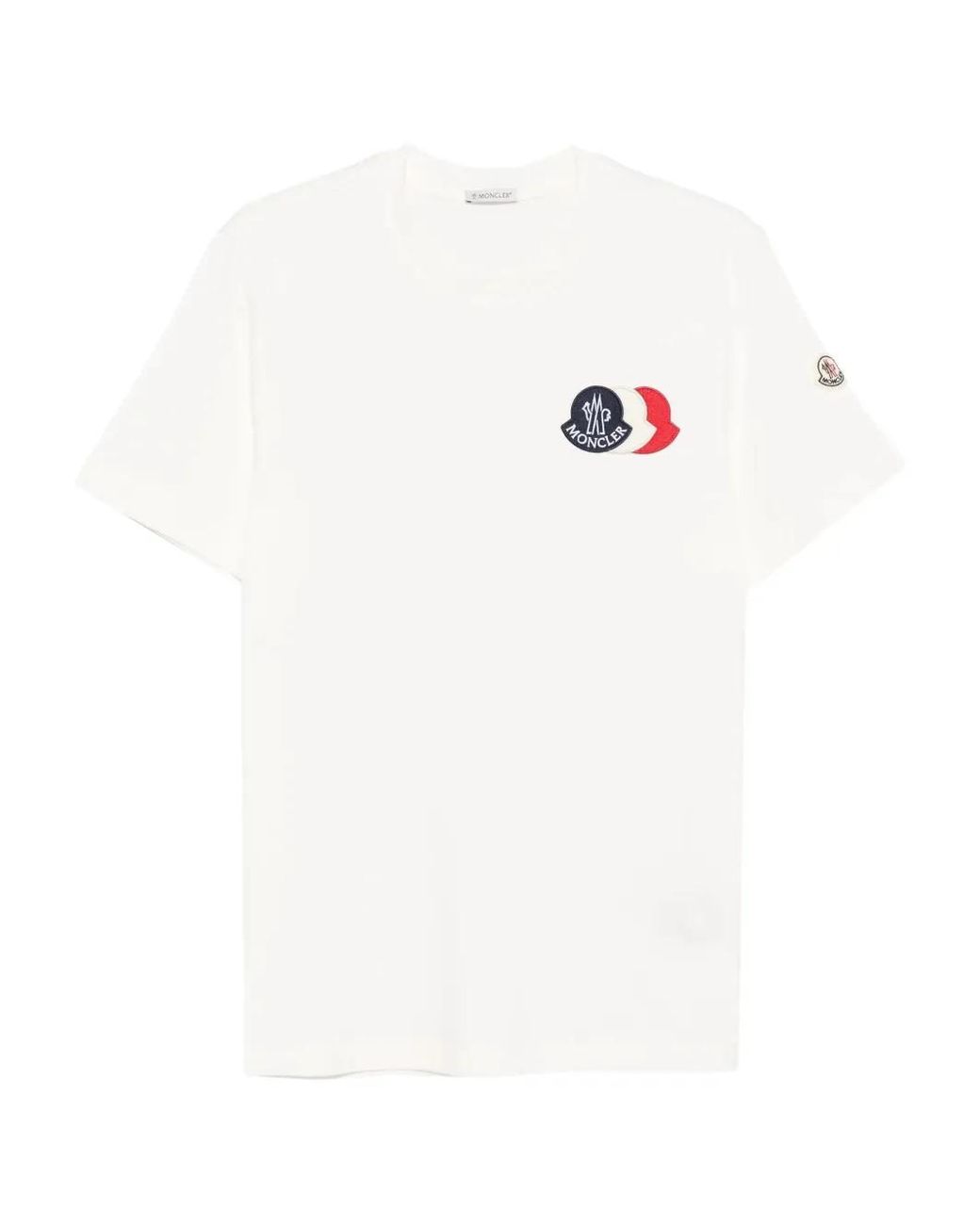Moncler White Triple Logo Heavy Cotton T-Shirt for men