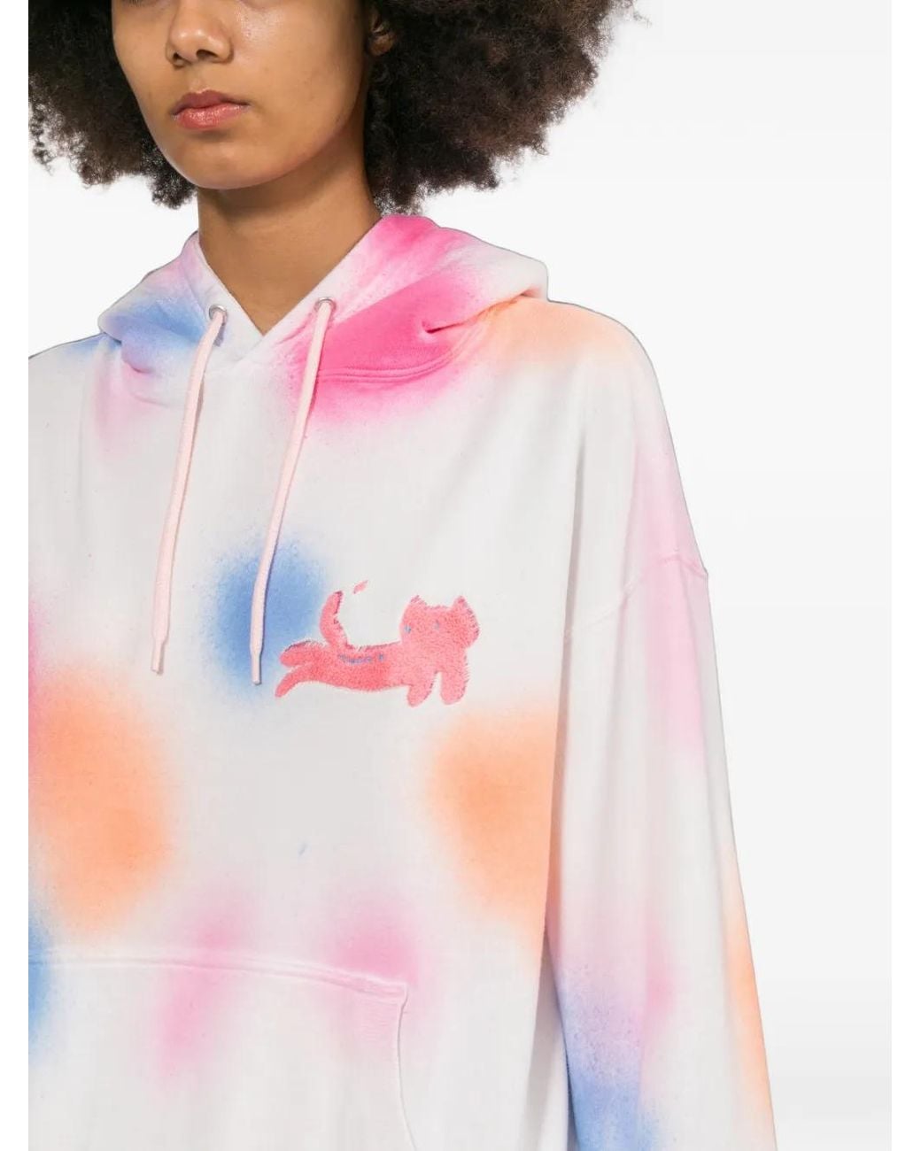 Tsumori Chisato White Spray-Paint Effect Logo-Patch Hoodie