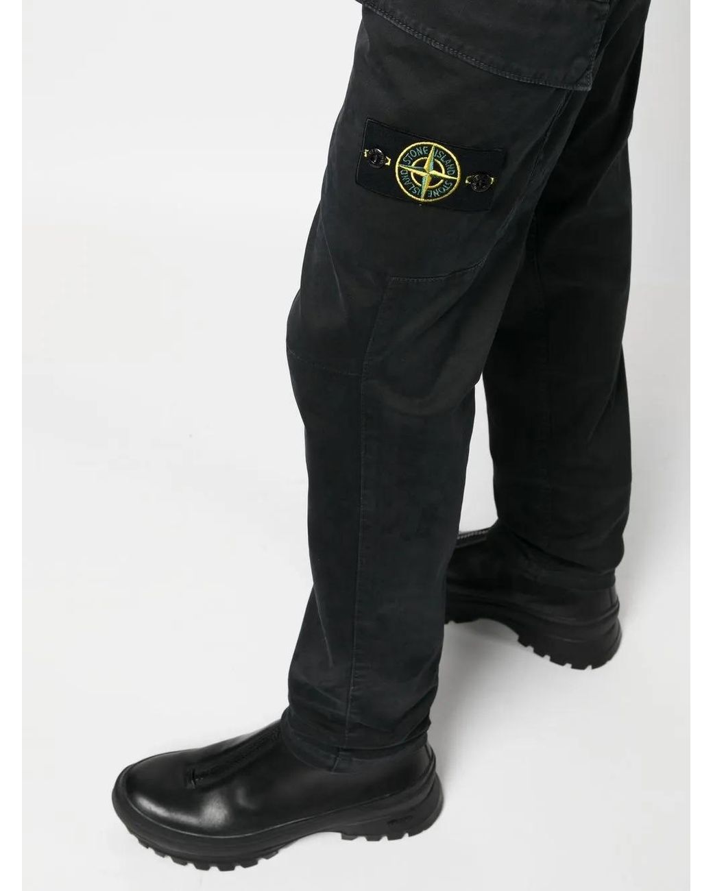 Stone Island Blue Compass-Patch Cargo Trousers for men