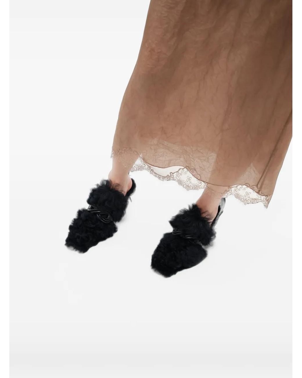 Carven Brown Lace-Trimmed Midi Skirt