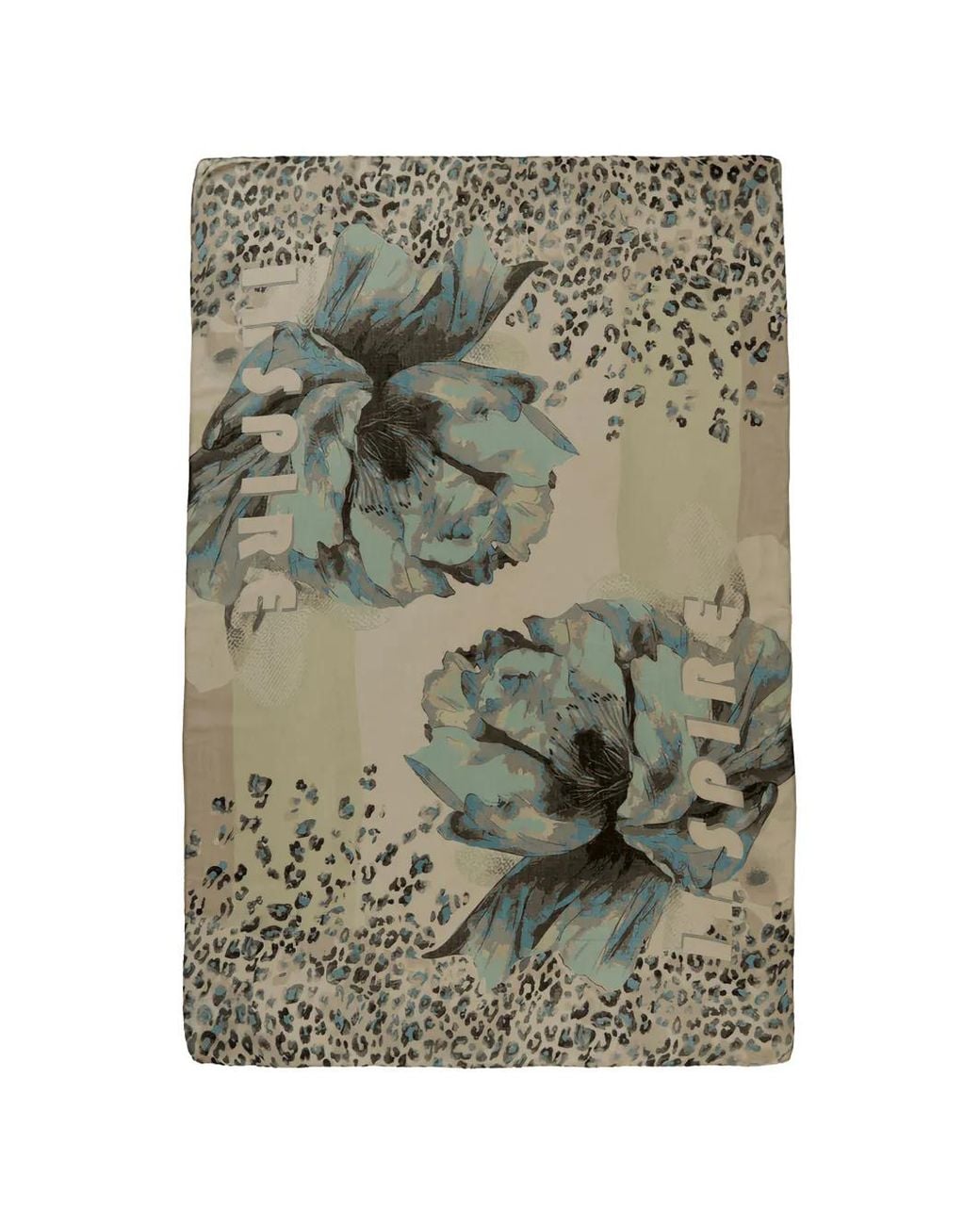 Betty Barclay Green Floral-Print Leopard-Pattern Scarf