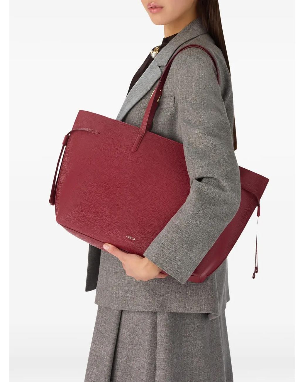 Furla Large Ava Tote Bag in Red | Lyst
