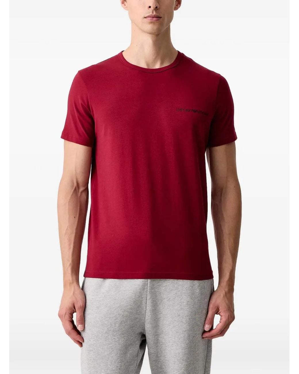 Emporio Armani Red Logo-Print T-Shirts (Set Of Two) for men