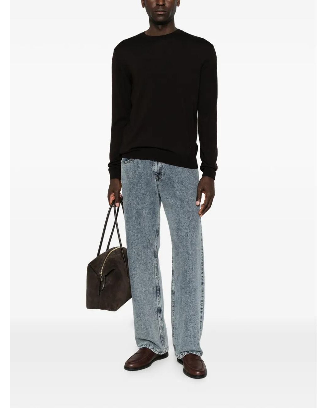 Corneliani Black Crew-Neck Sweater for men
