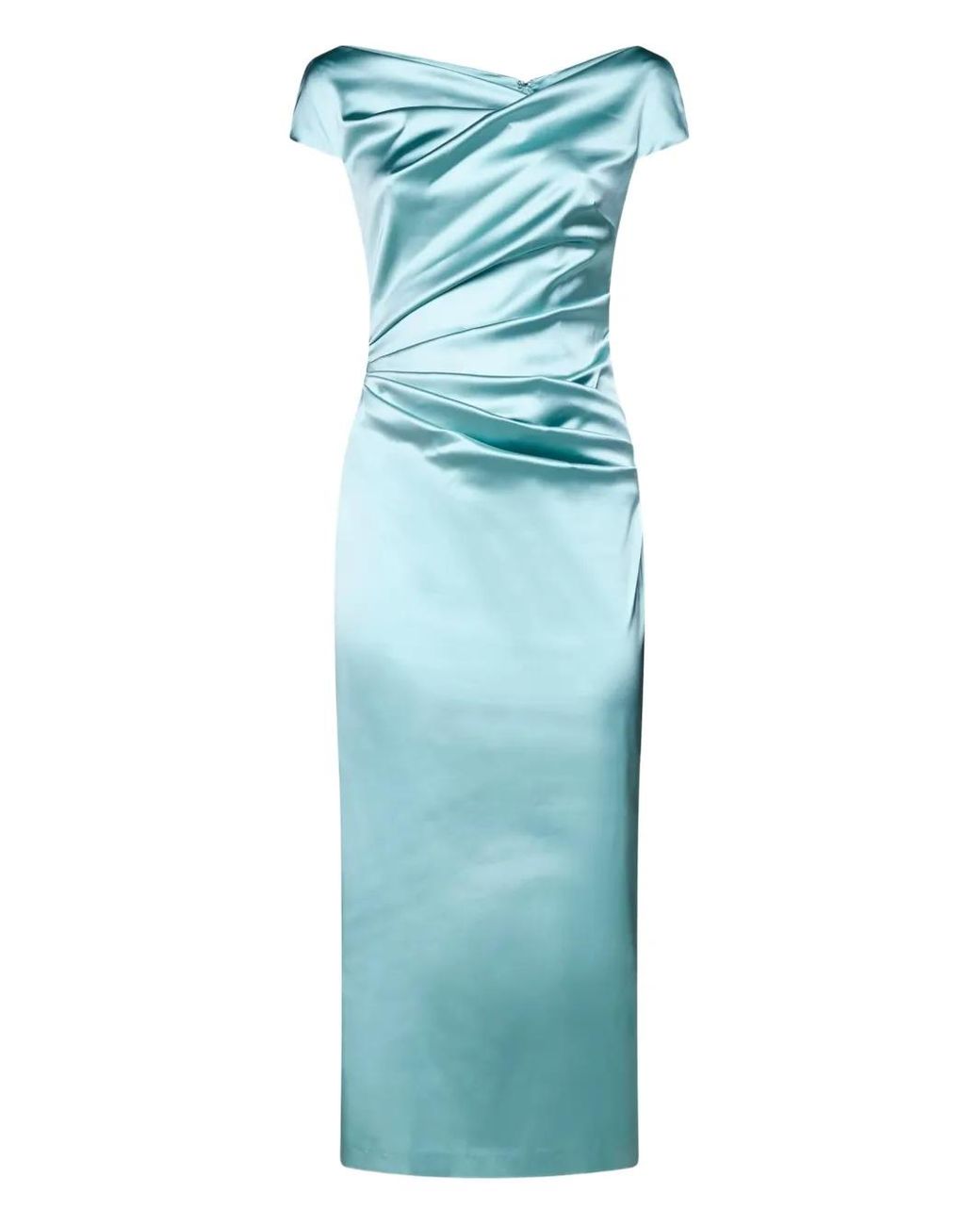 Talbot Runhof Blue Draped-Detailing Midi Dress