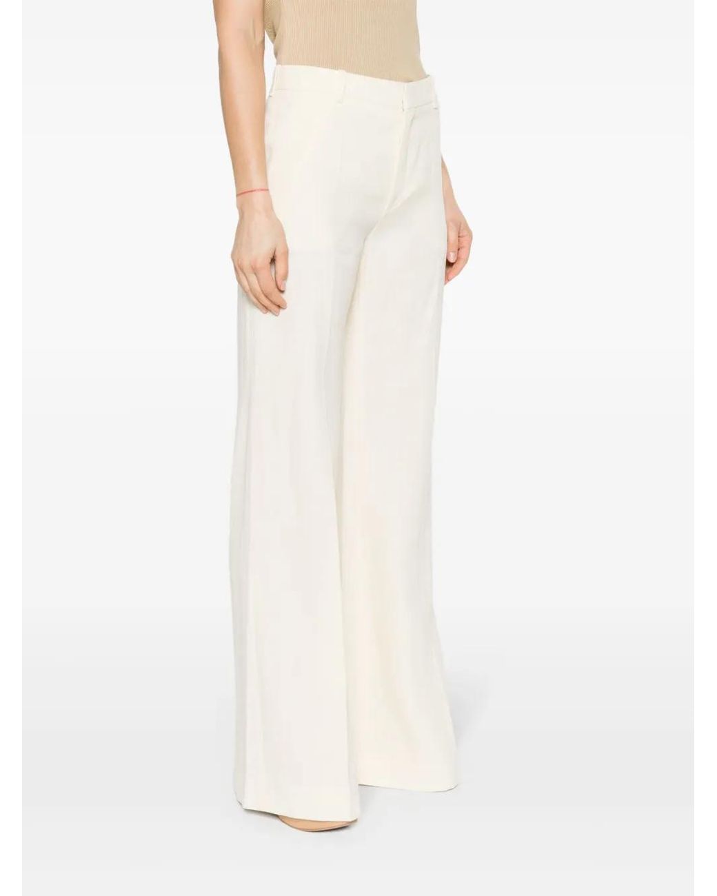 Chloé White Linen Flared Trousers