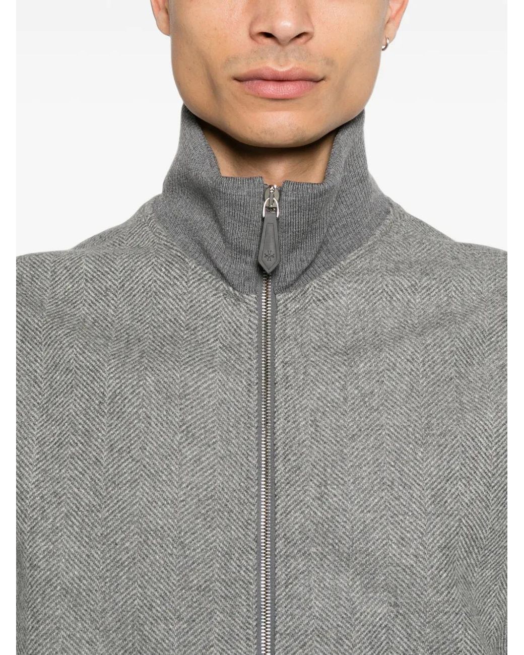 Jacob Cohen Gray Surchemise Zippée À Chevrons for men