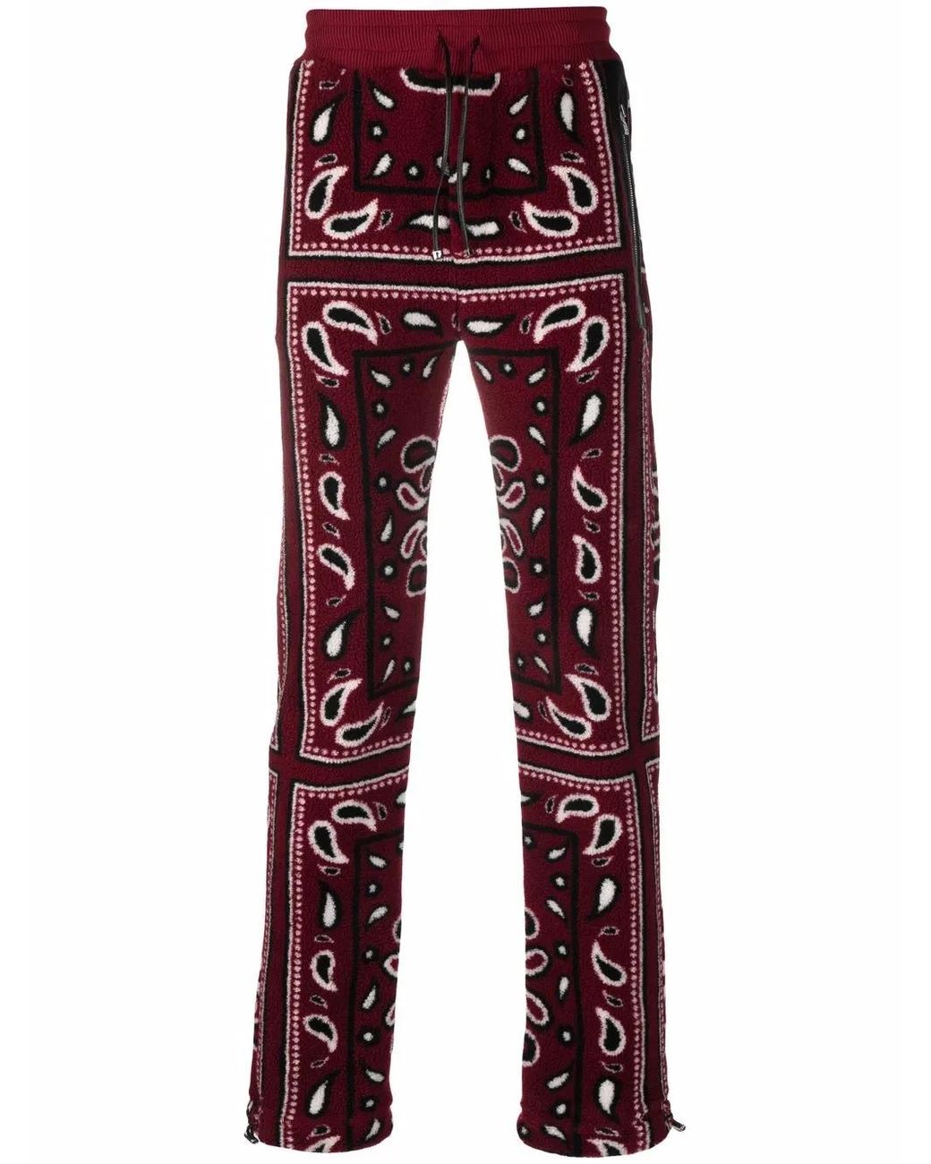 Amiri Red Bandana Paisley Fleece Trousers for men