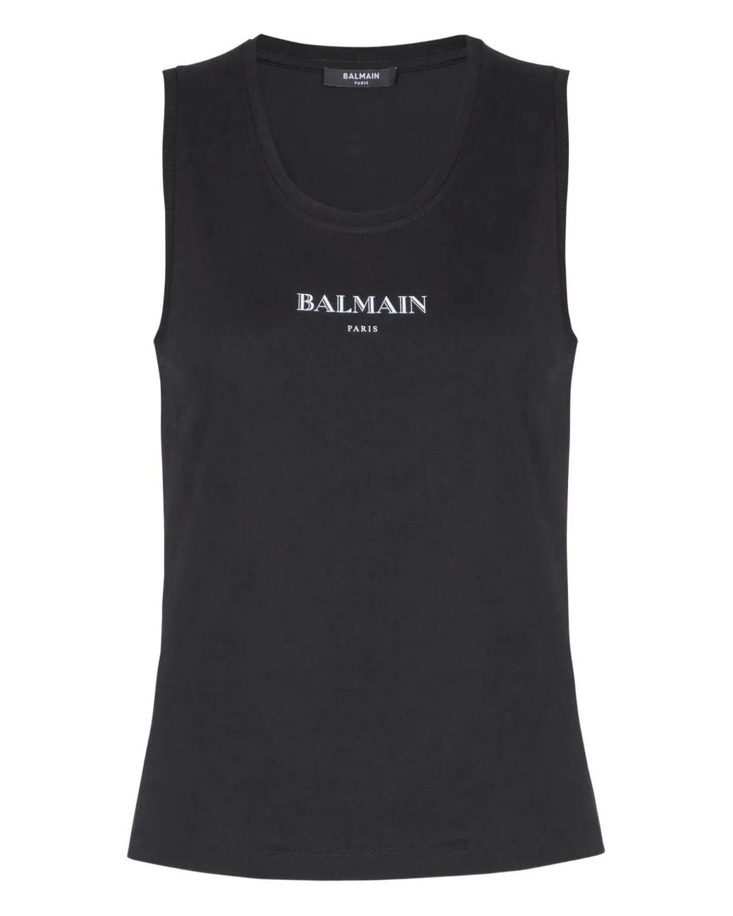 Balmain Black Logo-Print Cotton Top