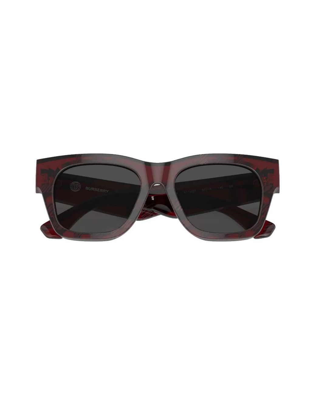 Burberry Gray Checkered Wayfarer-Frame Sunglasses