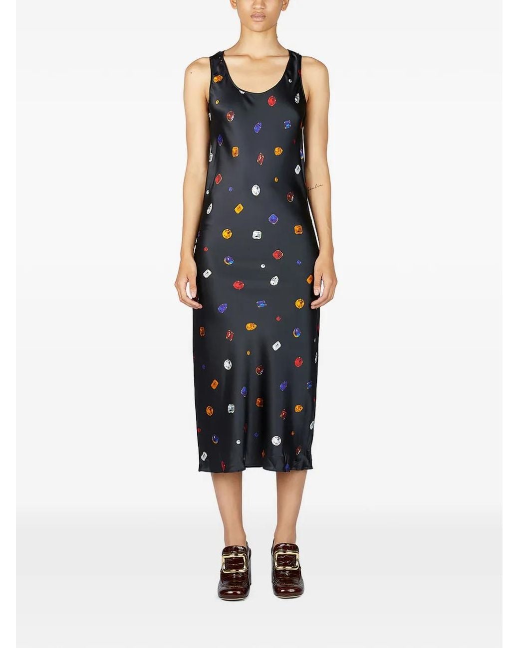 Sportmax Blue Printed Sleeveless Dress