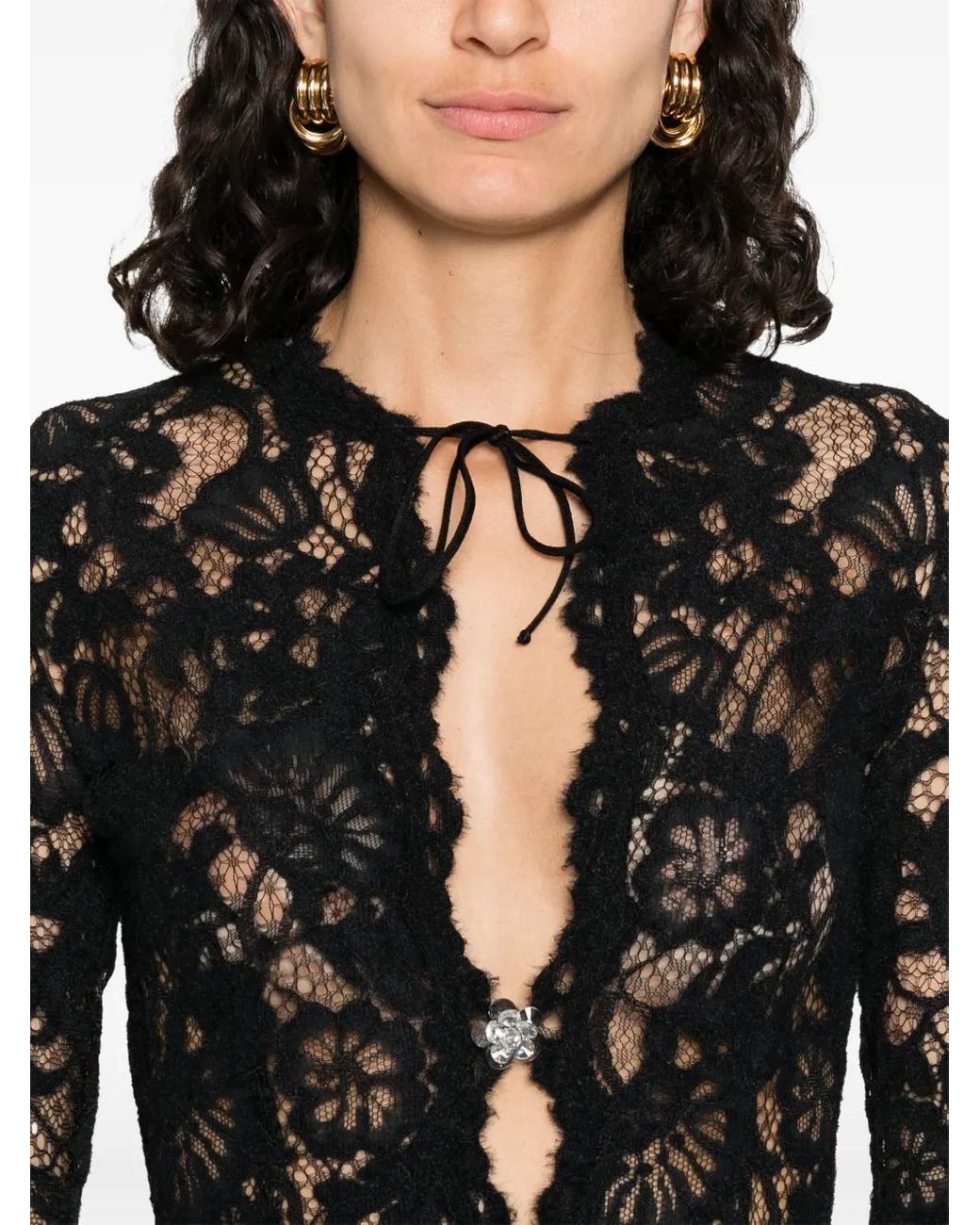 MANURI Black Laced Midi Dress