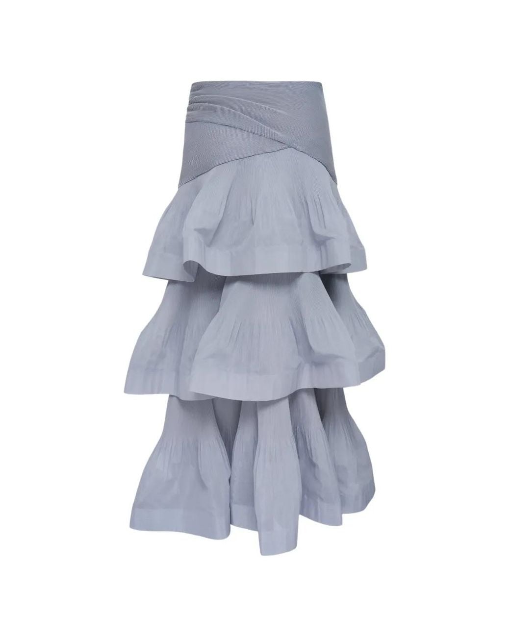 Zimmermann Blue Pleated Tiered Midi Skirt