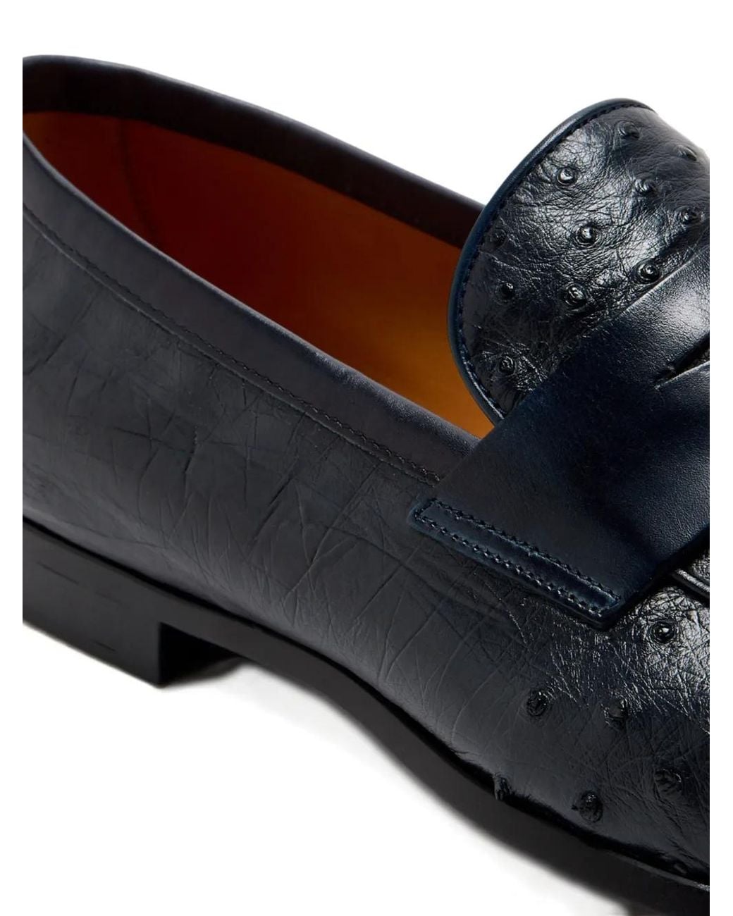 Magnanni Shoes Blue Leather Penny Loafers for men
