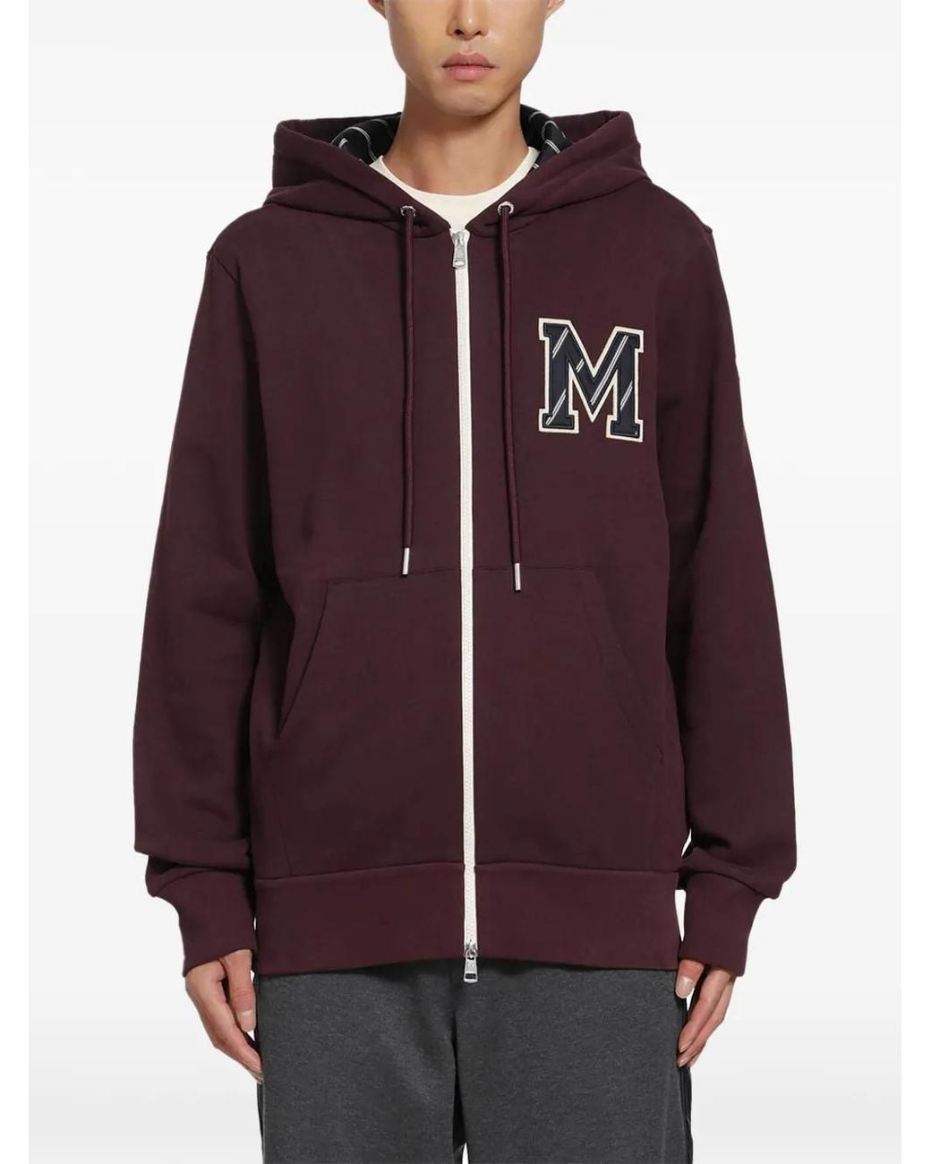 Moncler Purple Logo-Patch Zip-Up Hoodie for men