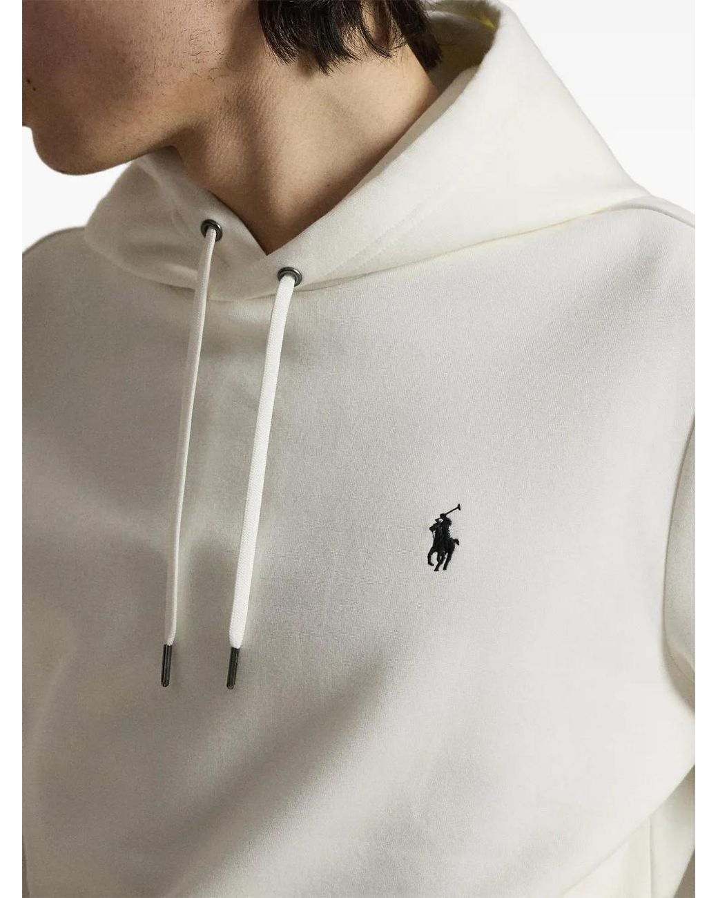 Polo Ralph Lauren White Drawstring Embroidered Hoodie for men
