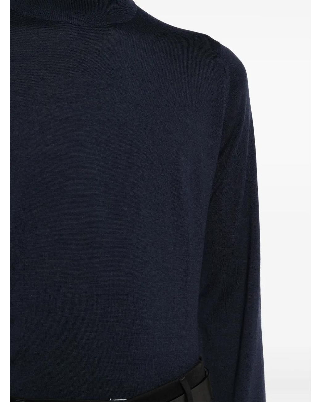 John Smedley Blue Harcourt Mock-Neck Sweater for men