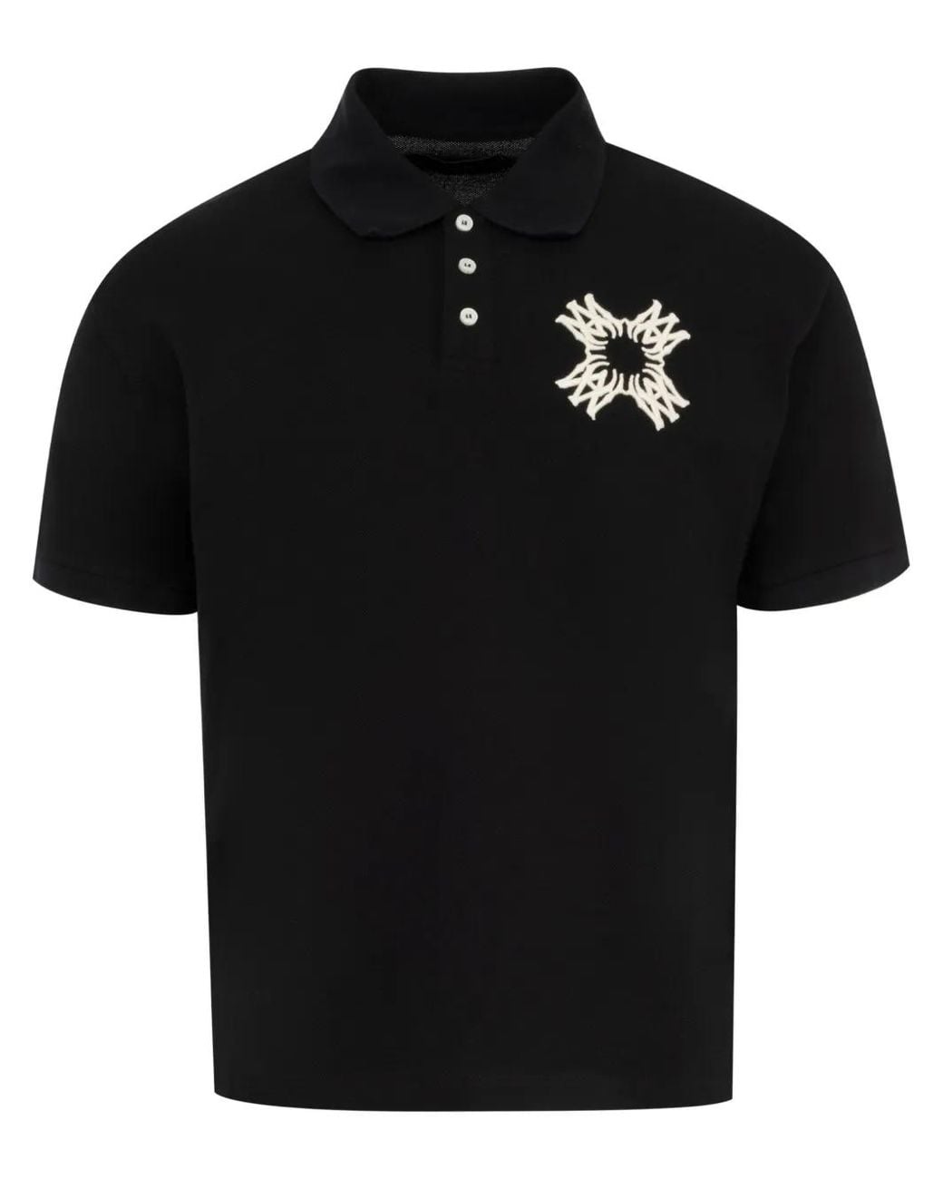 Amiri Black Embroidered Polo Shirt for men