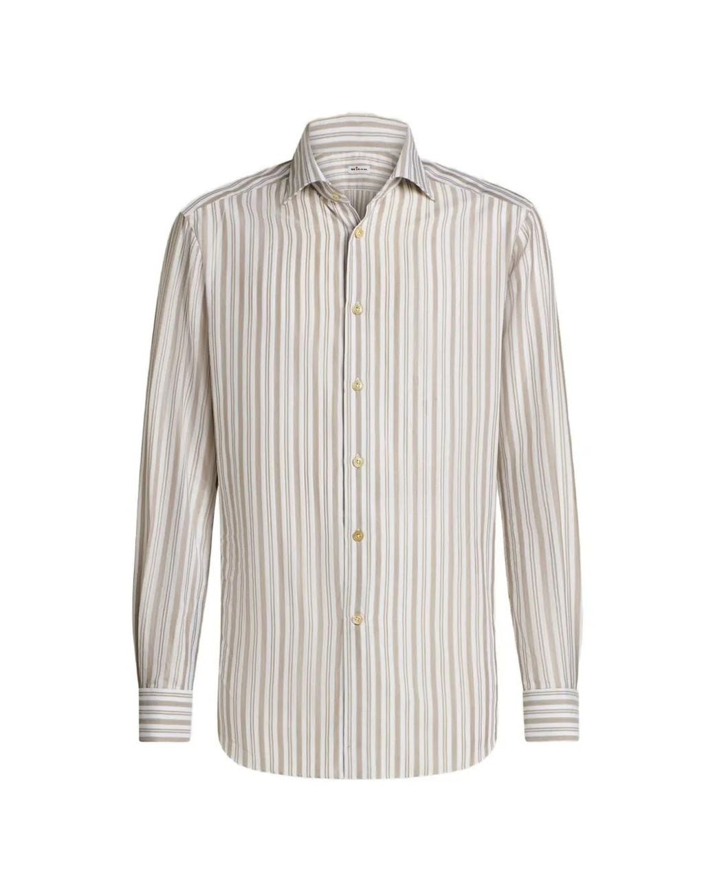 Kiton White Striped Cotton Shirt for men