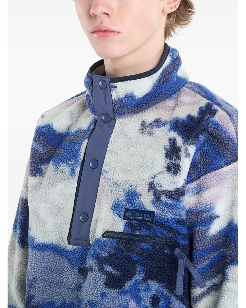 Columbia Blue Helvetia Half-Snap Printed Sweater for men