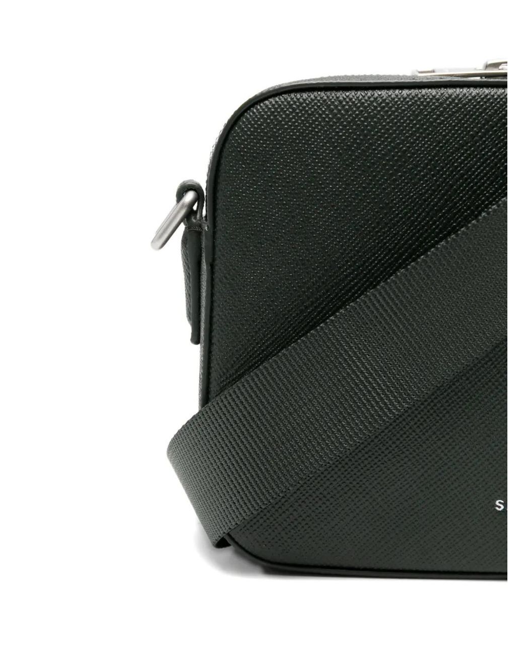 Sandro Black Small Zip-Fastening Cross-Hatch Messenger Bag for men
