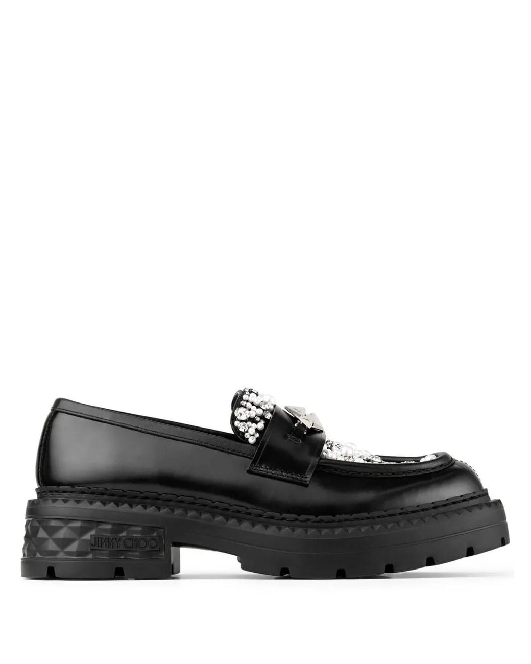 Jimmy Choo Black Marlow Diamond Loafers