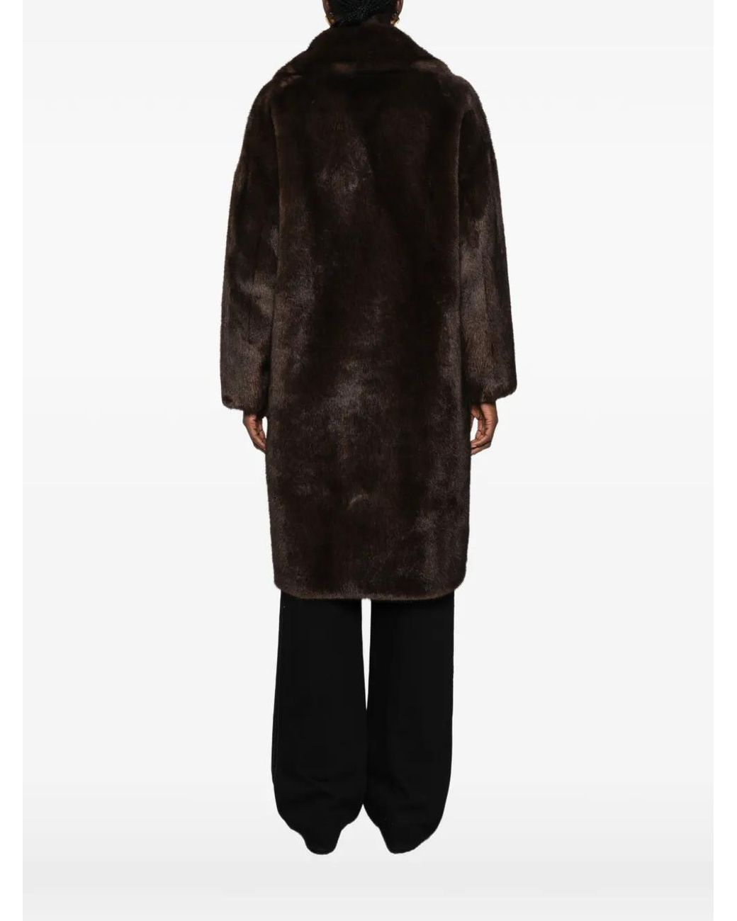 Betta Corradi Black Faux-Fur Notch-Lapel Coat