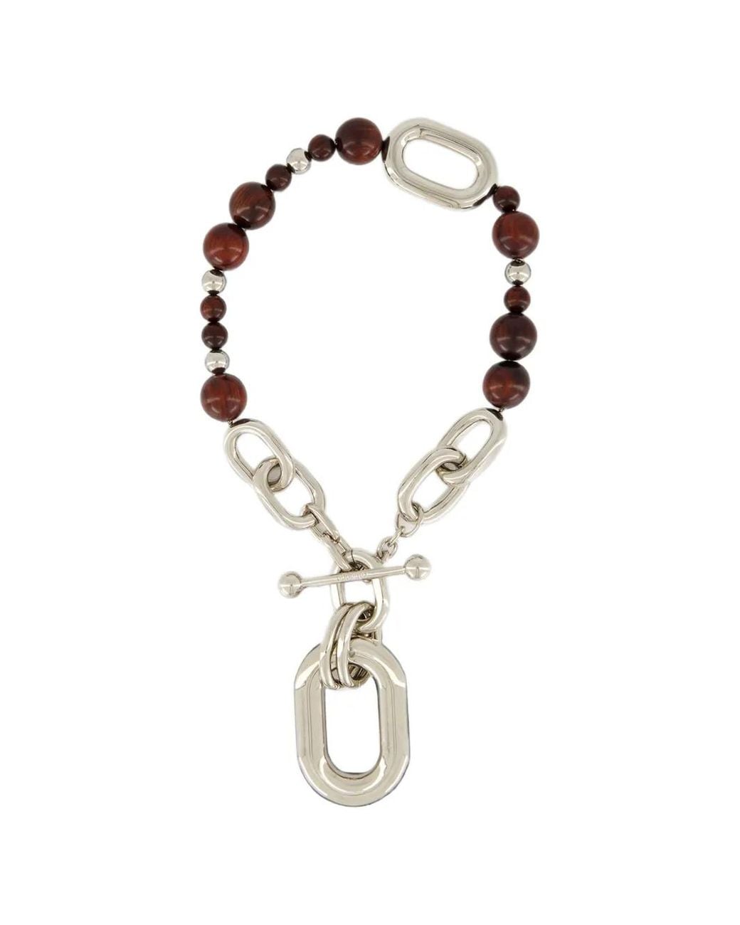 Rabanne White Beaded Chain-Link Necklace