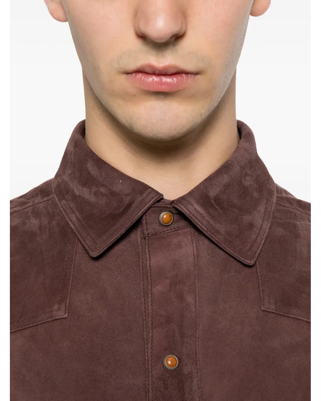 Eleventy Brown Suede Flap-Pocket Shirt for men