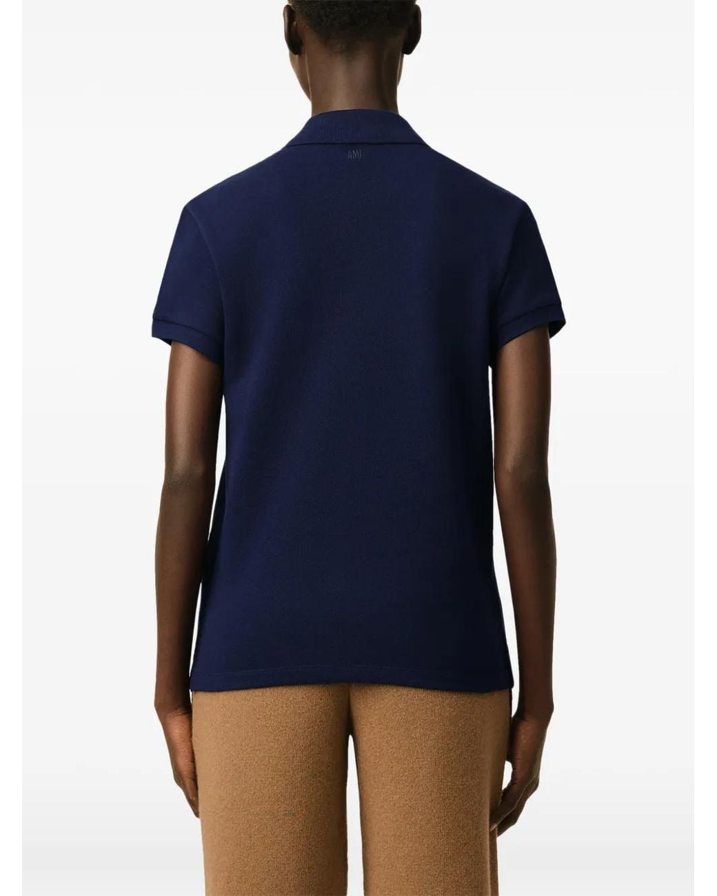 AMI Blue De Coeur Organic-Cotton Polo Shirt