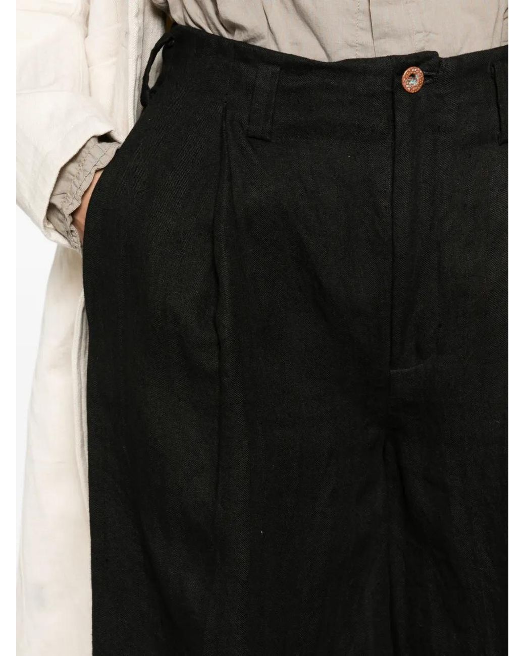 LOÏS DIONISIO Black Pantalon Ample À Design Plissé