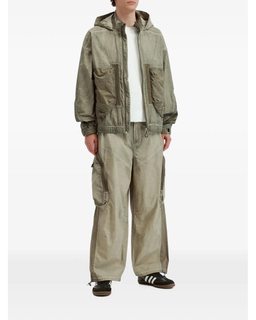 FIVE CM Green Hooded Panelled Lightweight Jacket for men