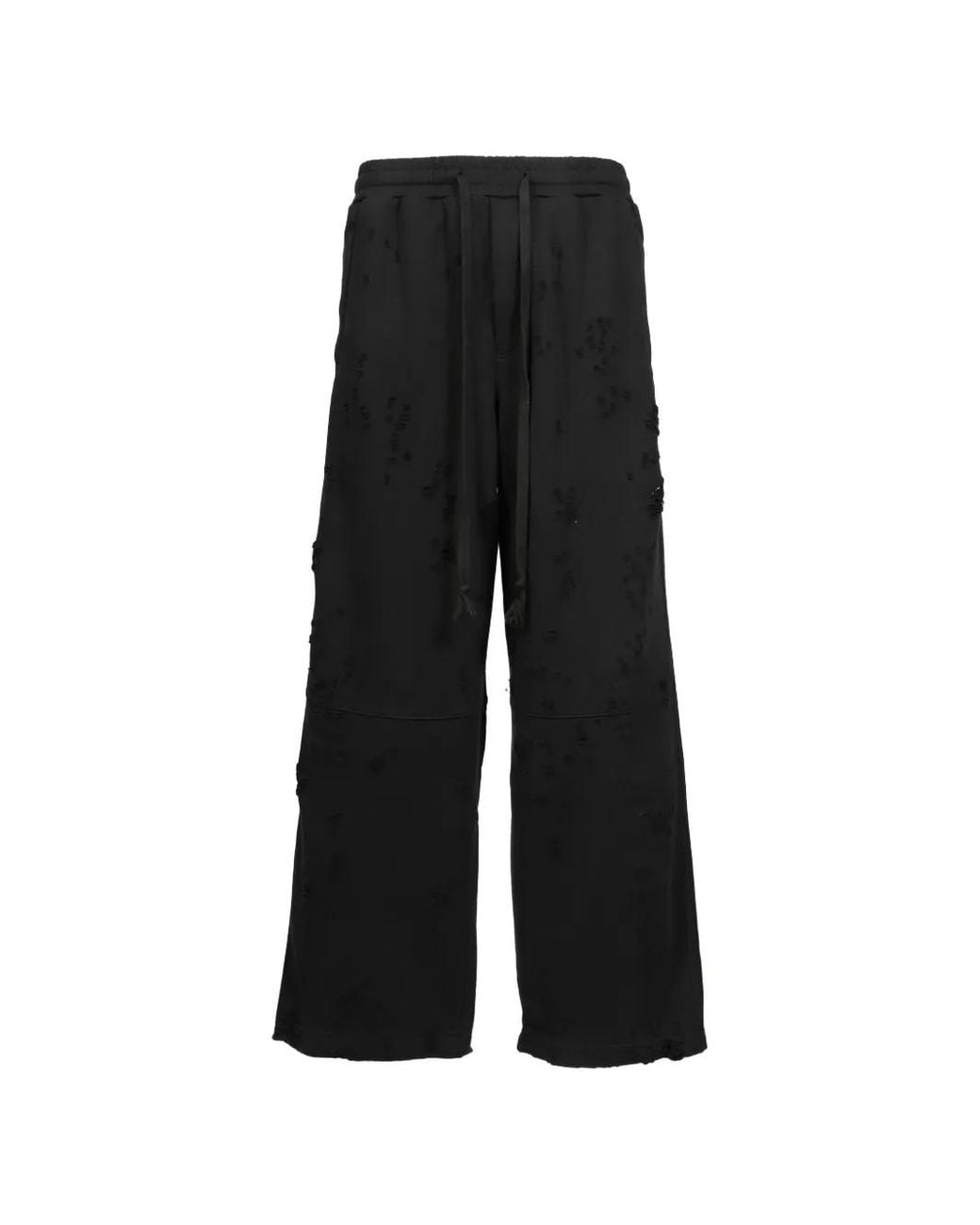 Troubled Waters Black Distressed Track Pants for men