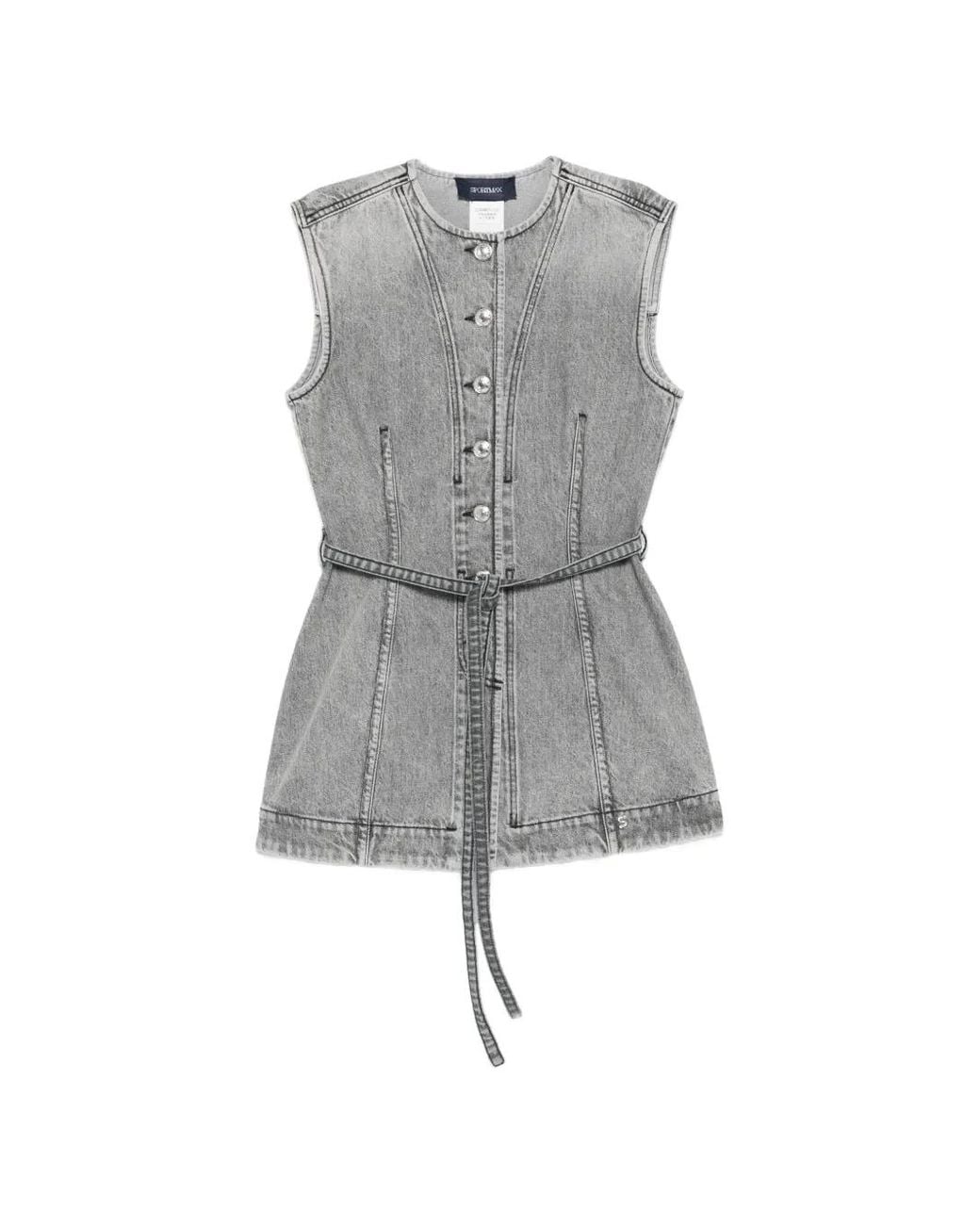 Sportmax Gray Belt-Detail Vest