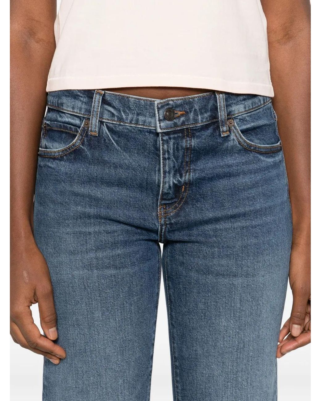 FRAME Blue Button-Fly Stretch-Cotton Jeans