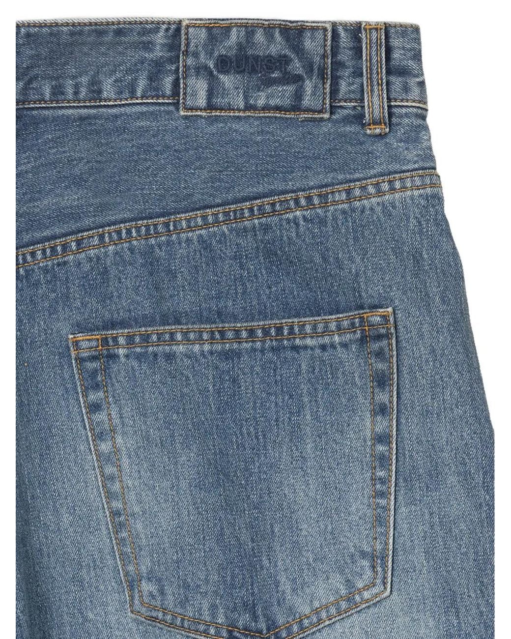DUNST Blue Relaxed Curved Wide-Leg Jeans for men