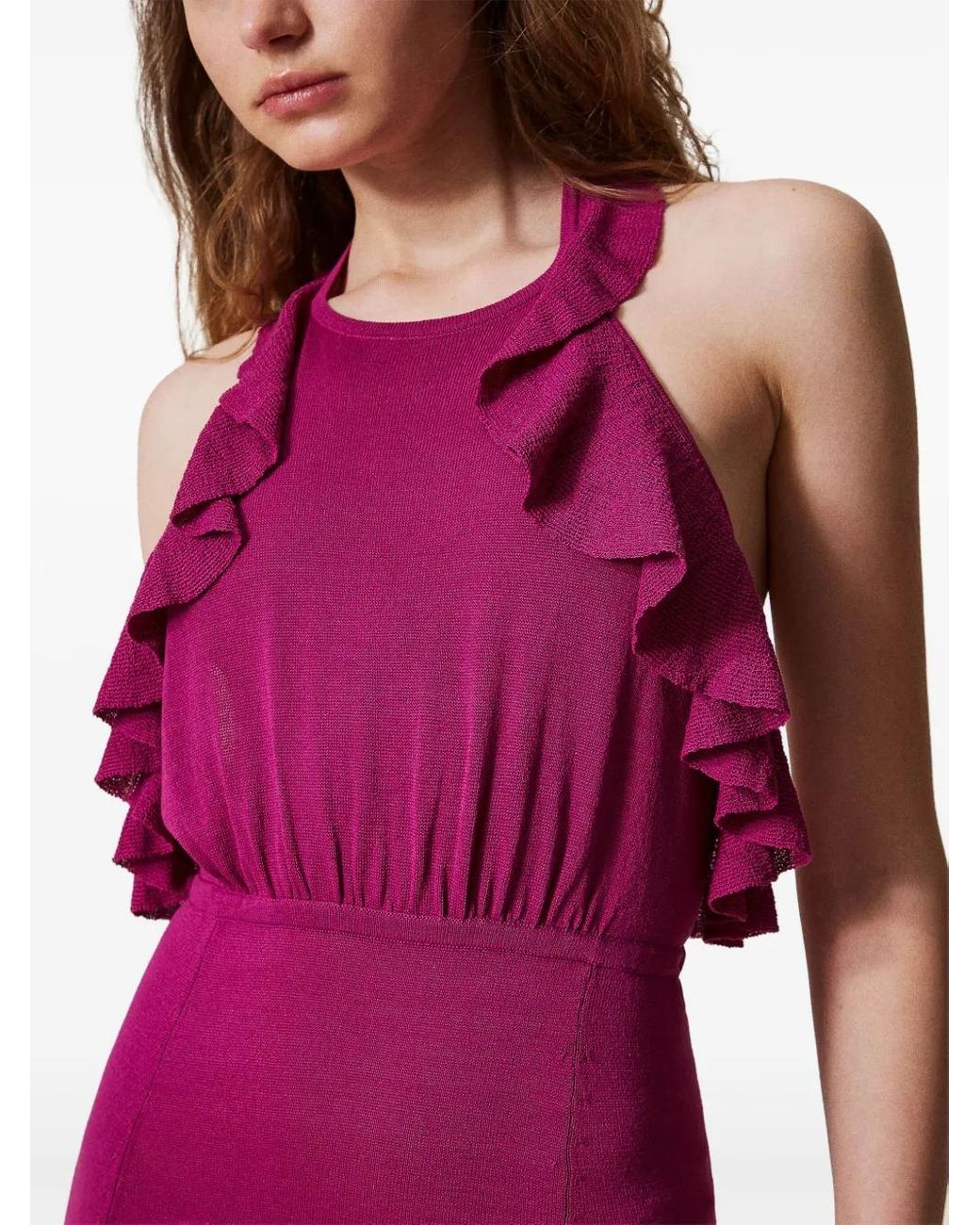 Twinset Purple Long Knitted Dress
