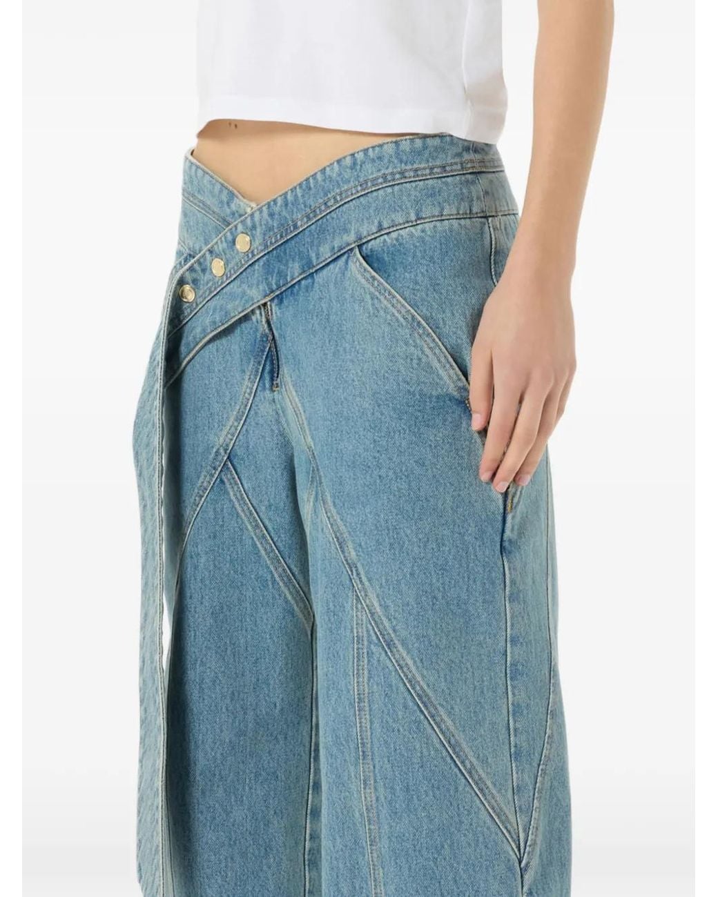 Blumarine Blue Belted Panelled Jeans