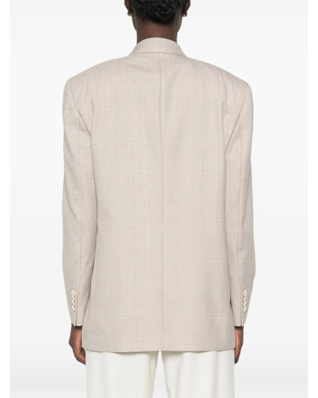 Lardini White Houndstooth-Pattern Double-Breasted Blazer