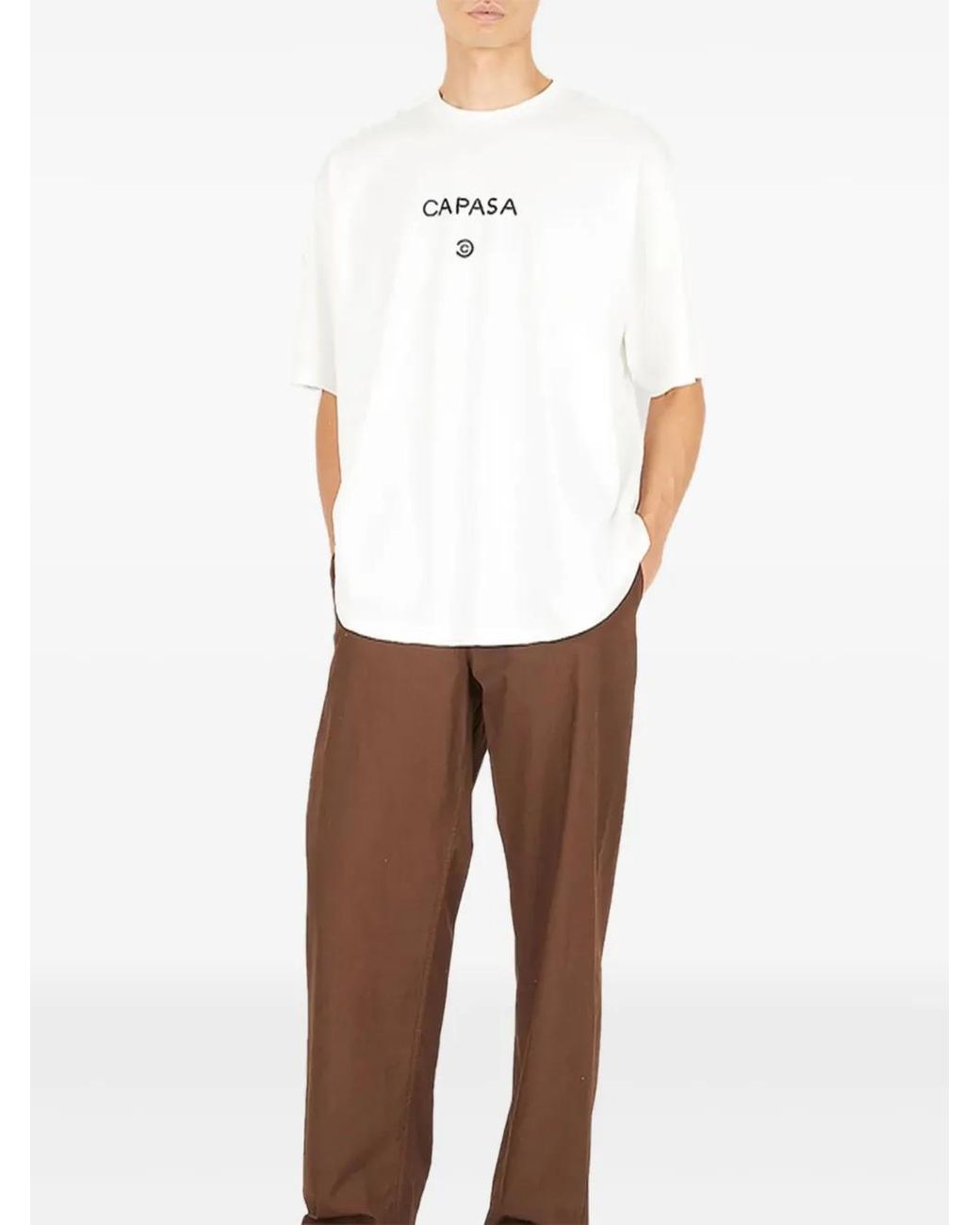 CAPASA MILANO White Logo-Print Cotton T-Shirt for men