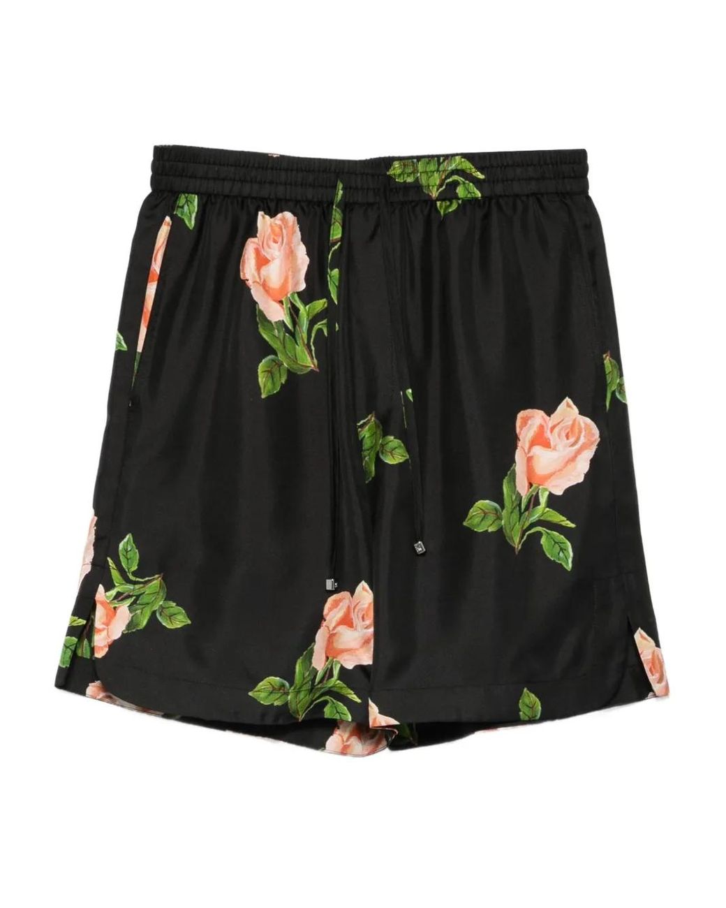 Nanushka Black Anish Rose-Print Drawstring Shorts for men