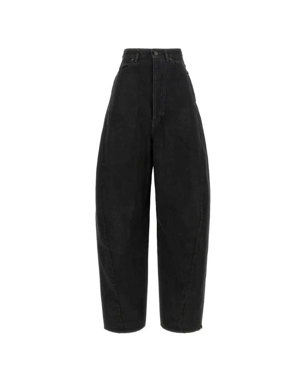 Balenciaga Black Distressed Wide-Leg Jeans