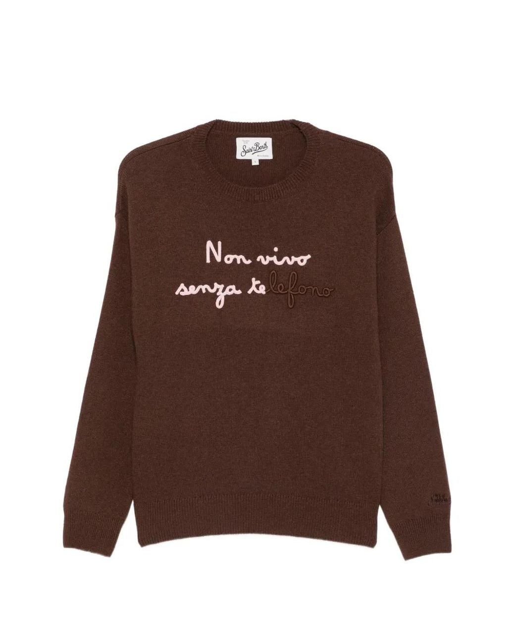 Mc2 Saint Barth Brown Embroidered Sweater