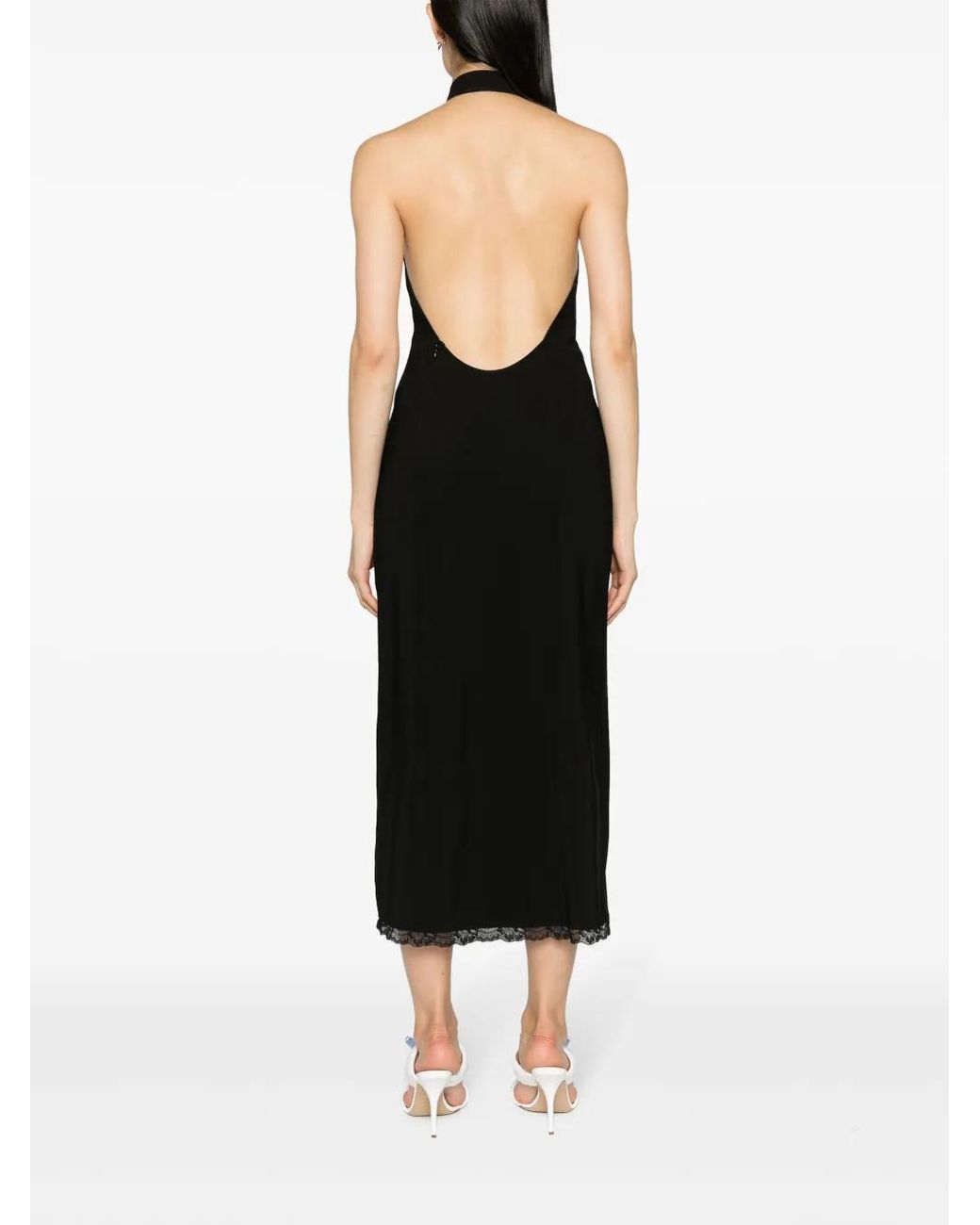Moschino Black Midi Dress Polyester, Elastane