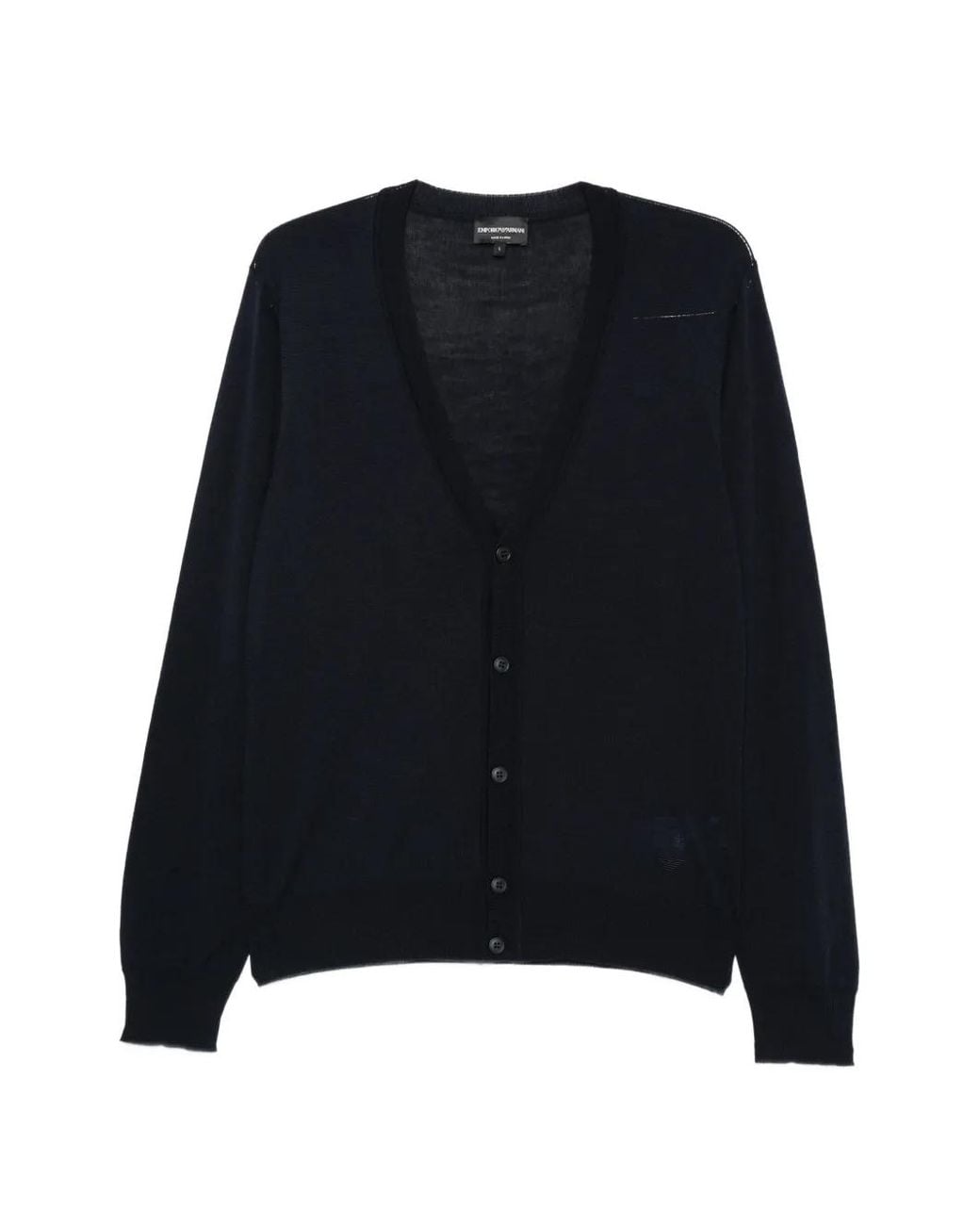 Emporio Armani Black V-Neck Button-Up Cardigan for men