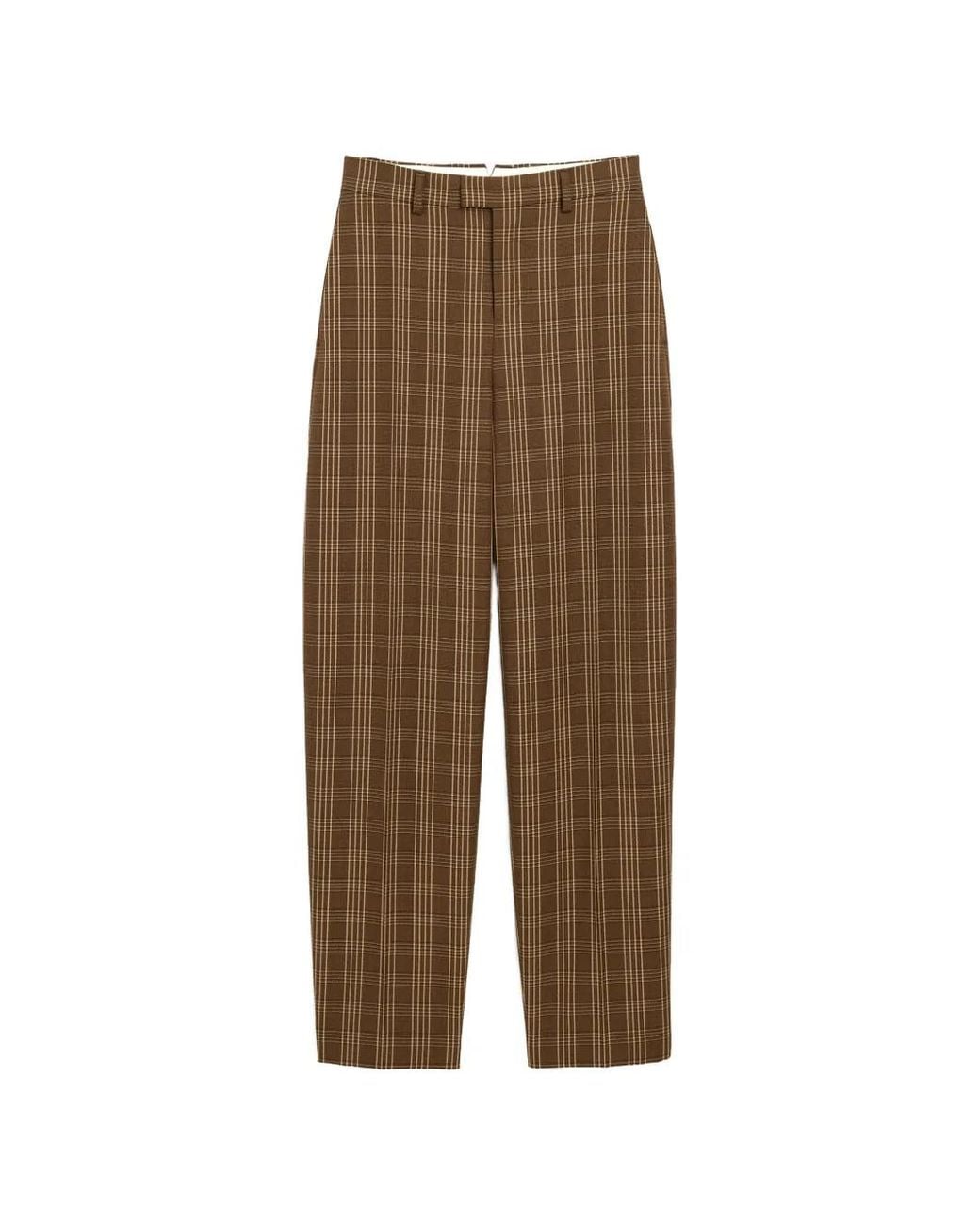 AMI Natural Balloon-Fit Checkered Wool Trousers